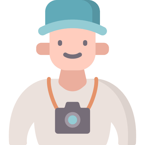Photographer hat photo camera travel icon