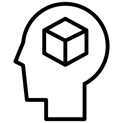 Thinking creative cube ideas icon