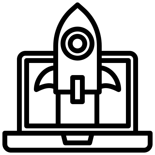 Startup rocket startup laptop icon