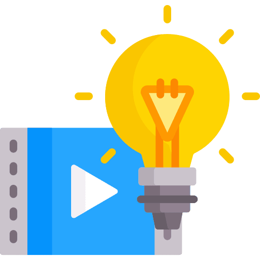 Video player idea music and multimedia light bulb icon