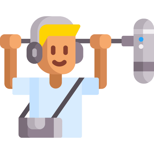 Boom operator sound microphone professions and jobs icon