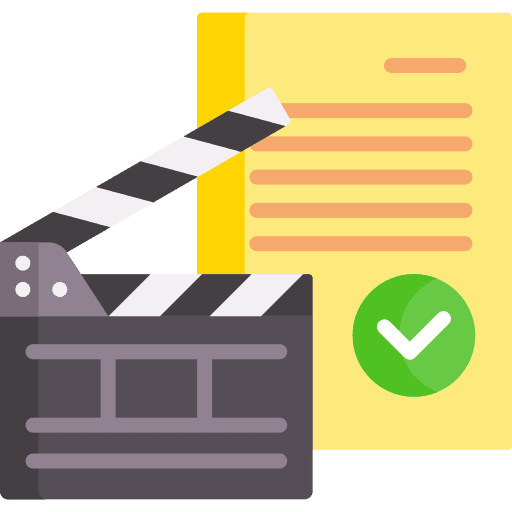 Clapperboard approval files and folders document icon
