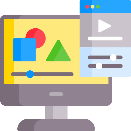 Motion graphic motion graphic music and multimedia filming icon