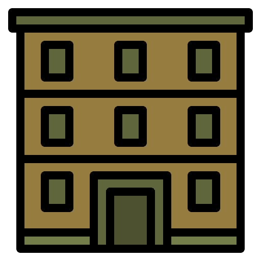 Military base buildings architecture and city building icon