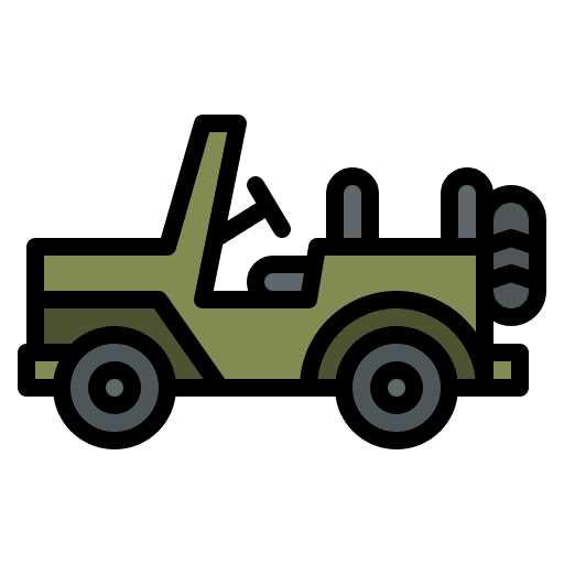 Military jeep army car vehicle icon
