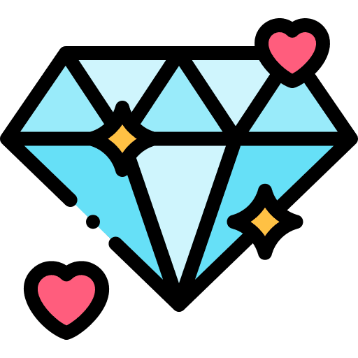 Diamond heart sparkling precious stone icon