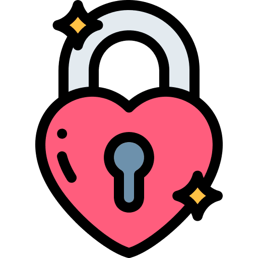 Padlock heart security love icon