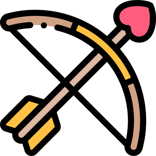 Cupid arrow heart valentines day icon
