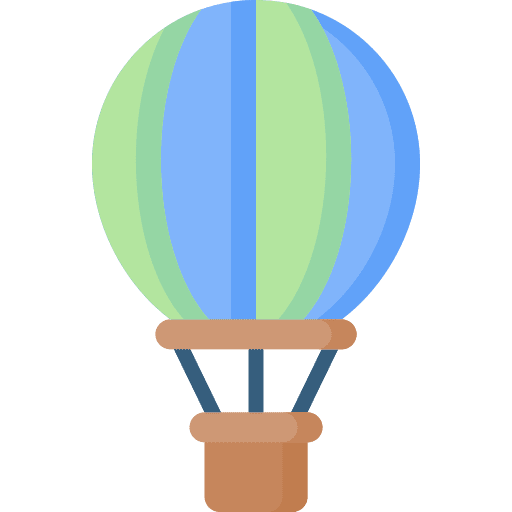 Hot air balloon flight travel trip icon