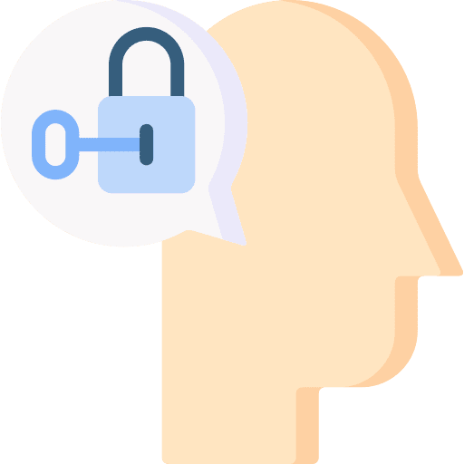 Problem solving business and finance head key icon