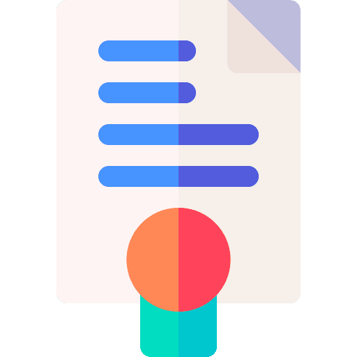 Certificate sheet school material files and folders icon