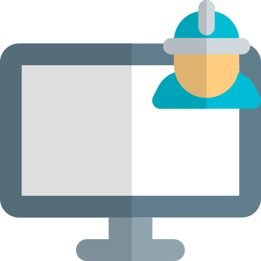 Worker computer screen television technology icon