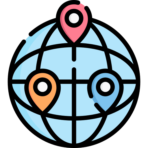 Worldwide world grid worldwide maps and location icon