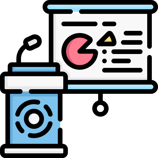 Presentation business and finance tribune business class icon