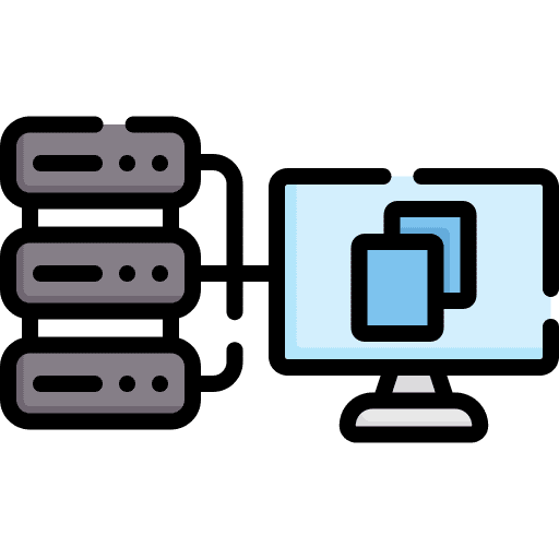 Server hosting multimedia database storage icon
