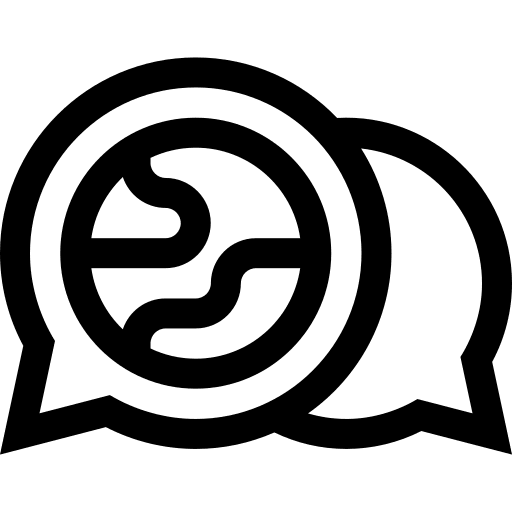 Chat bubble planet earth communications chat box icon