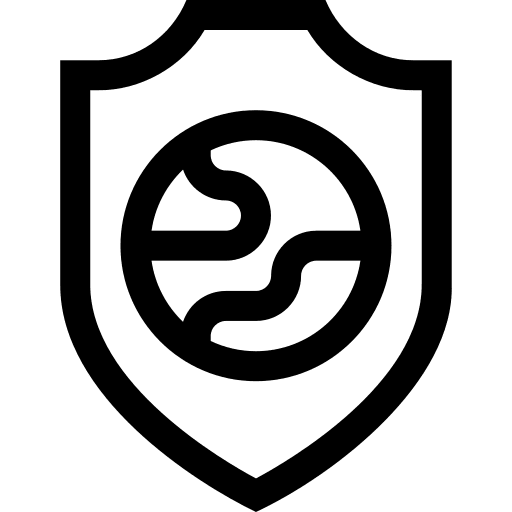 Shield earth globe worldwide protection icon