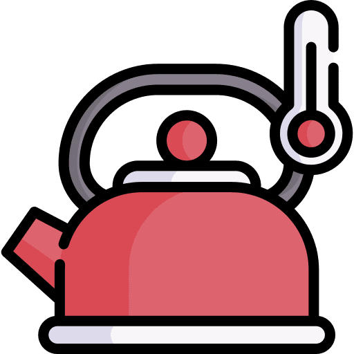 Kettle hot water thermometer coffee cup icon