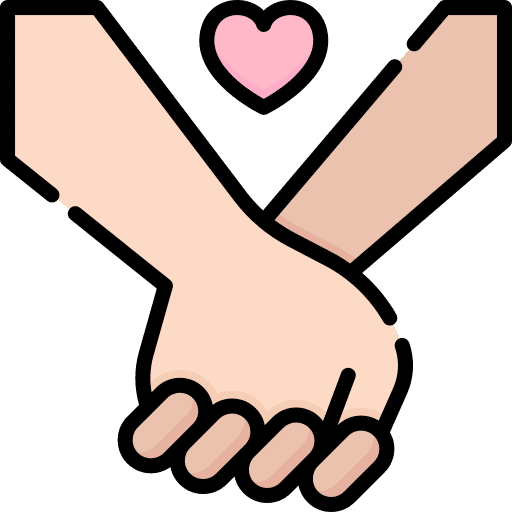 Holding hands valentines day romance heart icon