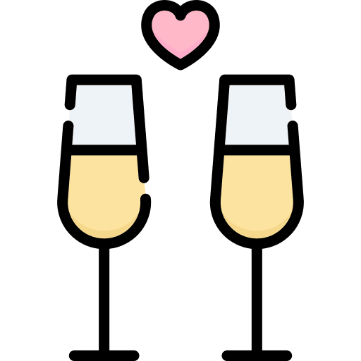 Champagne love heart alcohol icon
