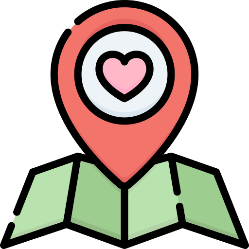 Location romanticism heart map icon