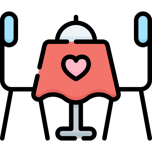 Romantic dinner valentines day dinner food tray icon