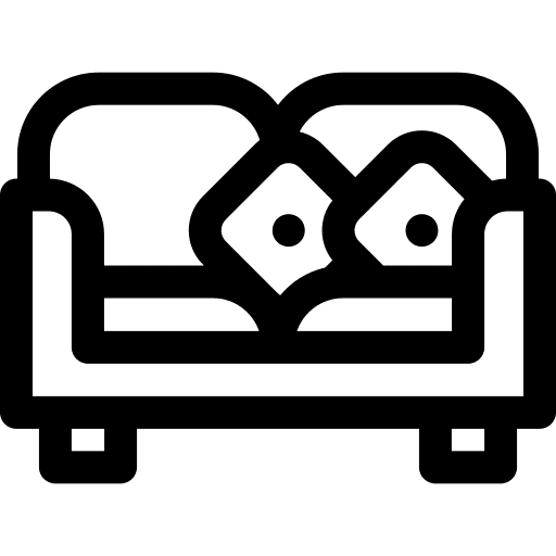 Sofa interior design comfortable pillow icon