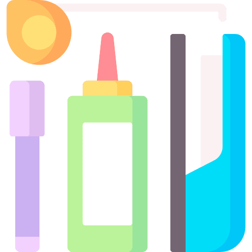 Tools pencil case measuring tape liquid glue icon