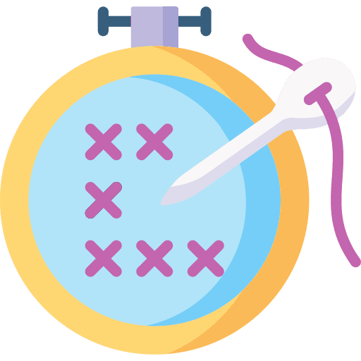 Cross stitch embroidery hoop handcraft needle icon