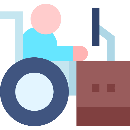 Worker desk office handicapped icon