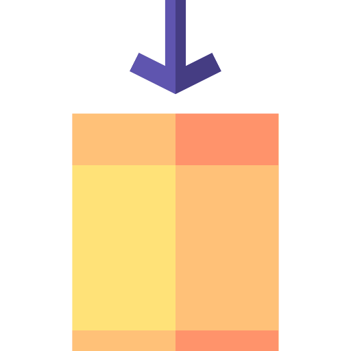 Stacking shapes and symbols down arrow limitation icon