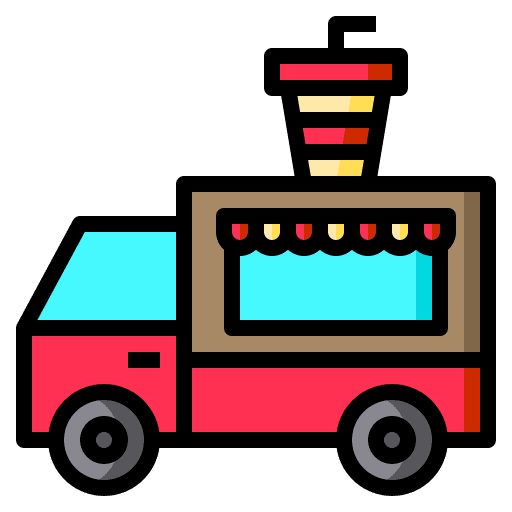 Cargo truck bar food and restaurant food truck icon