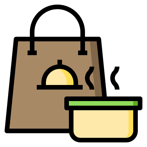 Food pack shipping and delivery box package icon