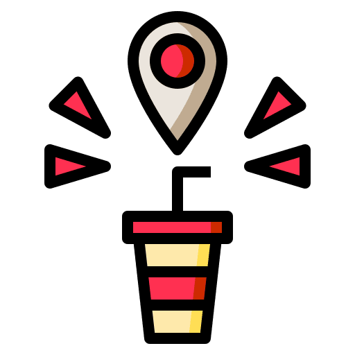 Cafe maps and location pin coffee icon