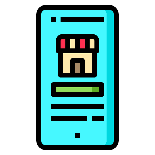 Online shop mobile application shopping bag application icon