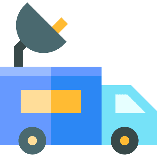 Mobile unit truck transportation production icon