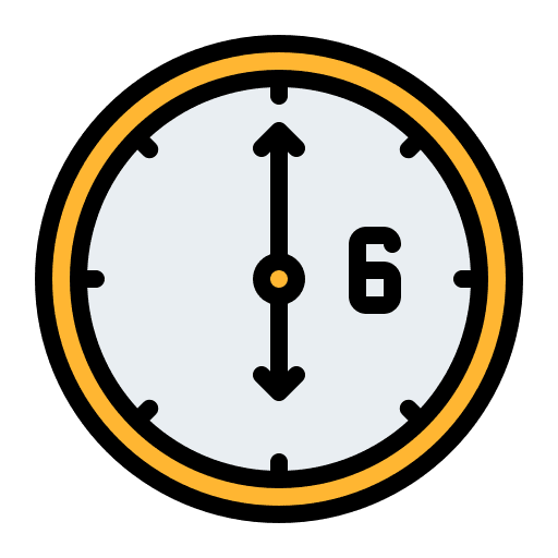 Clock time 6 time and date icon
