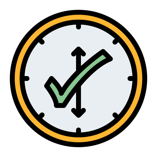 Clock on time time right mark icon