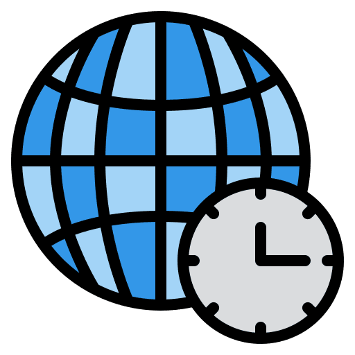 Clock time and date time zone planet icon