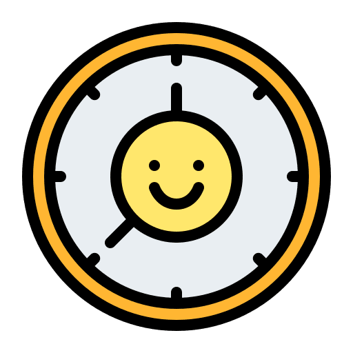 Happy hour time and date smiley schedule icon