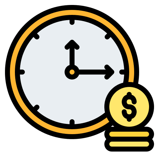 Time is money clock coin stack icon
