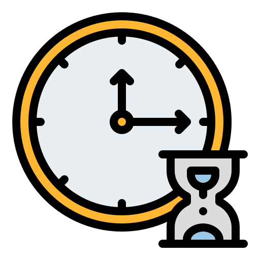 Waiting clock time and date hourglass icon