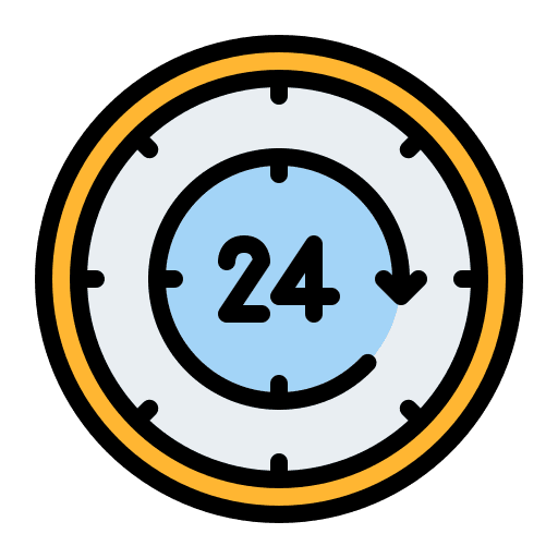 24 hours time clock time and date icon