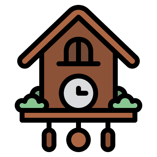 Cuckoo clock decoration cuckoo clock time and date icon