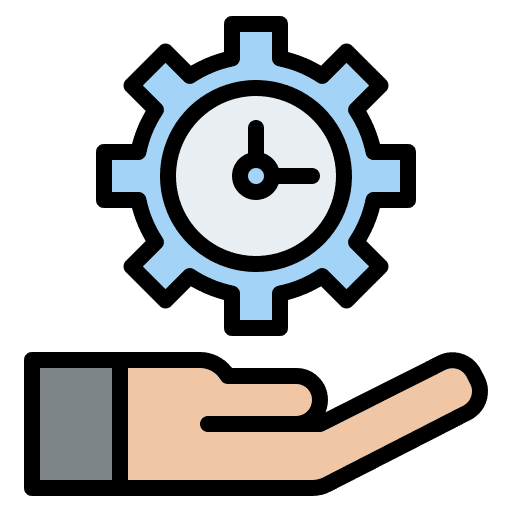 Time management productivity cogwheel time and date icon