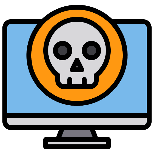 Computer skull hacker computer icon