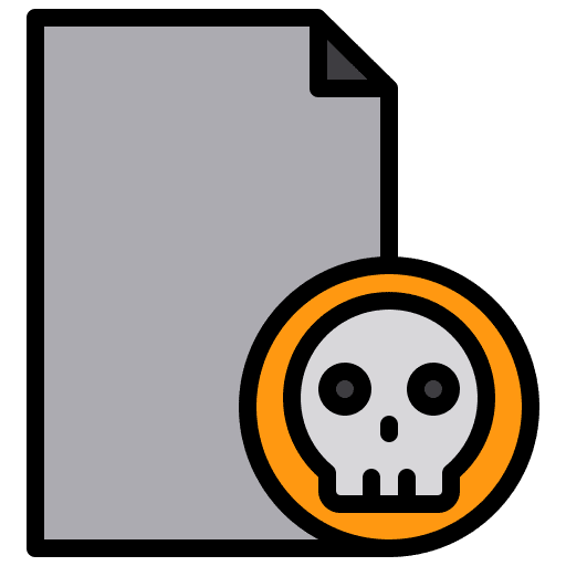 Document hacking virus skull icon