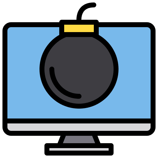 Bomb computing security monitor icon