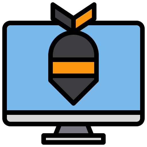 Computer crime monitor malware icon