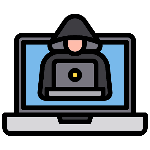 Hacker computer security crime icon